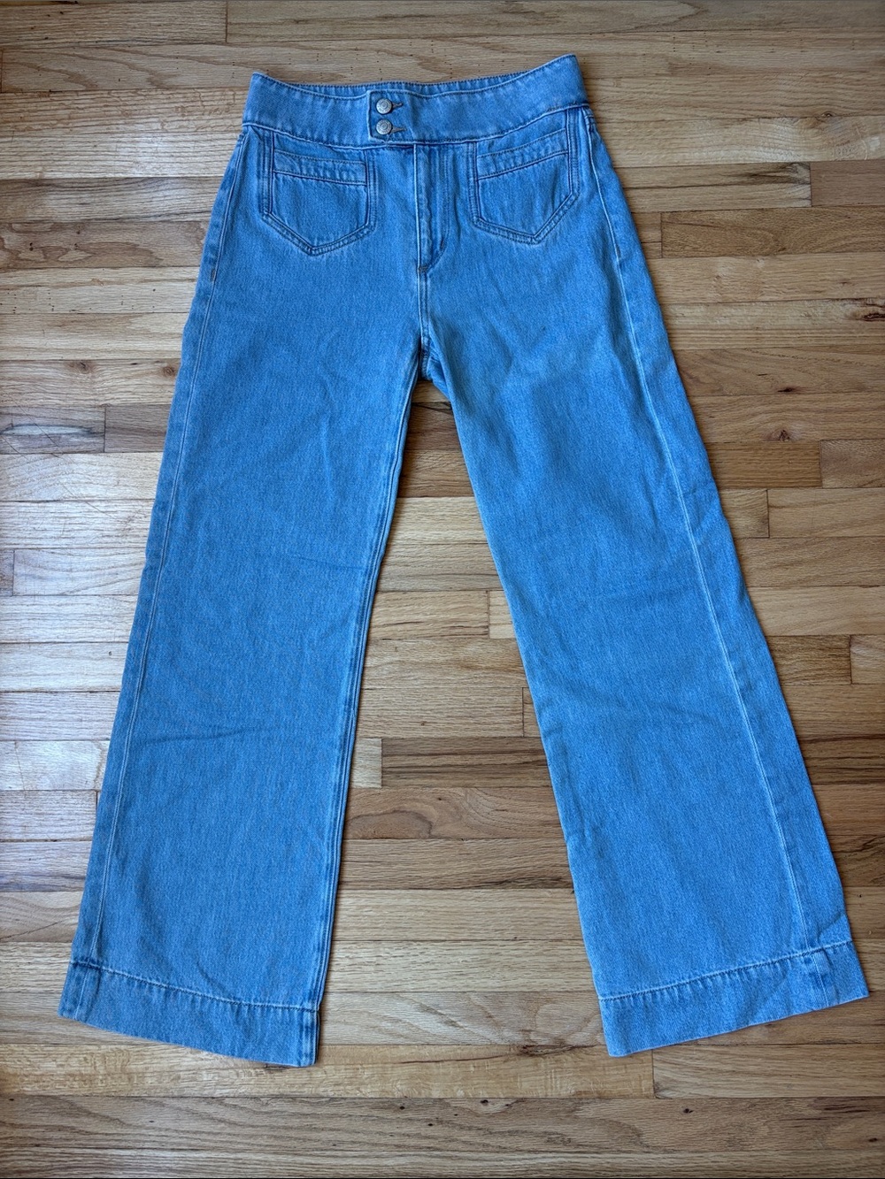 LOFT Light Blue Wide-Leg High-Rise Jeans